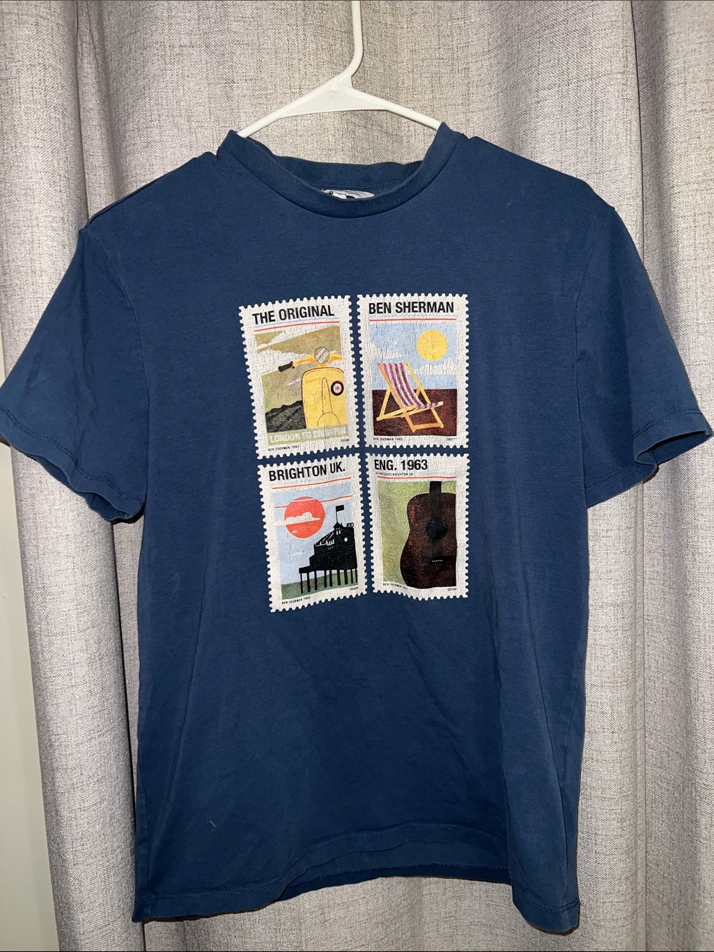 Ben Sherman Navy Blue Graphic Stamp Shirt Size S